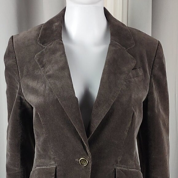 Ann Taylor LOFT Brown Velvety 1 Button Closure Classic Style Blazer Size 4 - Picture 2 of 11